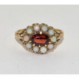 Antique set 9ct gold Opal and Garnet ring Size M