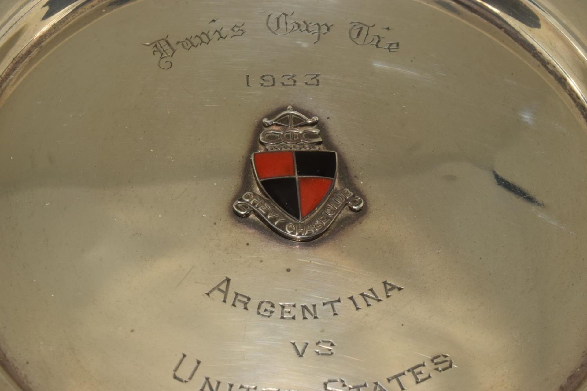 Sterling silver round card tray 98g used as a sporting trophy in 1933 - Image 2 of 6