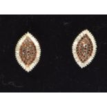 9ct tested gold oval diamond earrings having both Red and White diamonds approx 1ct total