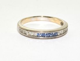 A Sapphire and diamond 18ct gold 1/2 eternity ring Size P