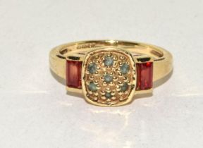 Multi stone 9ct gold ring, Size O , 3.7g