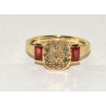 Multi stone 9ct gold ring, Size O , 3.7g