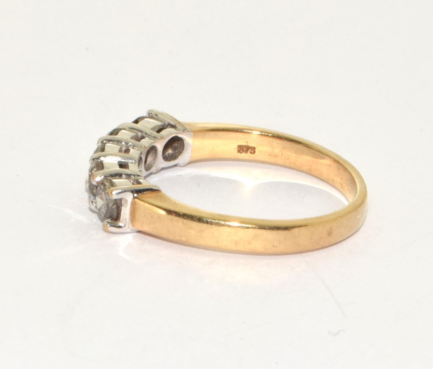 9ct gold 5 stone diamond ring size N - Bild 2 aus 5