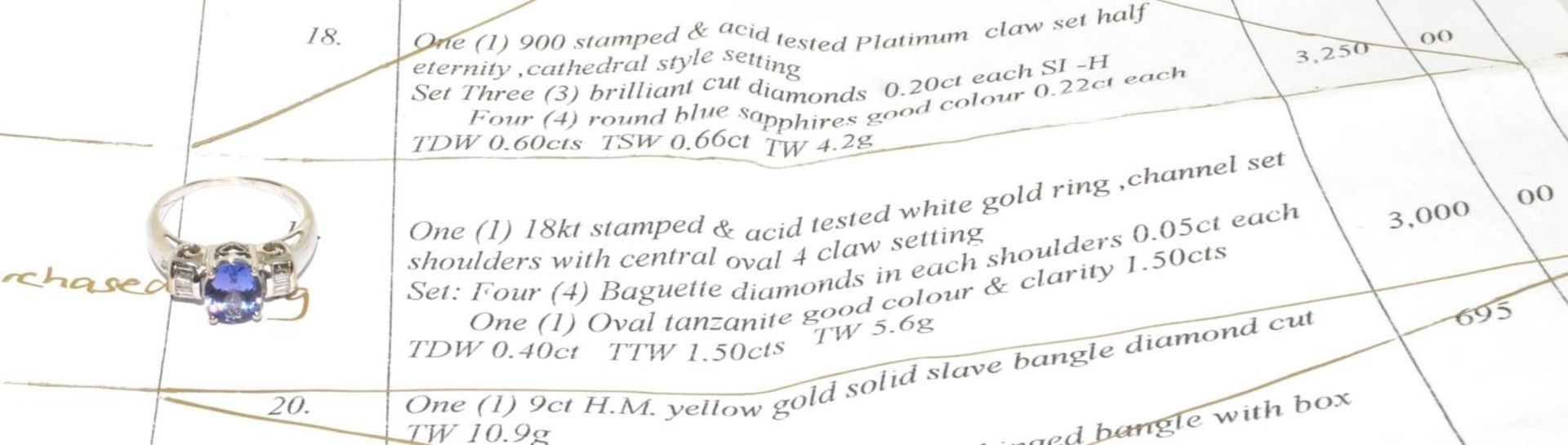 18ct white gold 1.5ct Tanzanite and Diamond ring 5.6g size M - Image 2 of 6