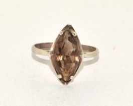 925 silver diamond shape quarts ring size O