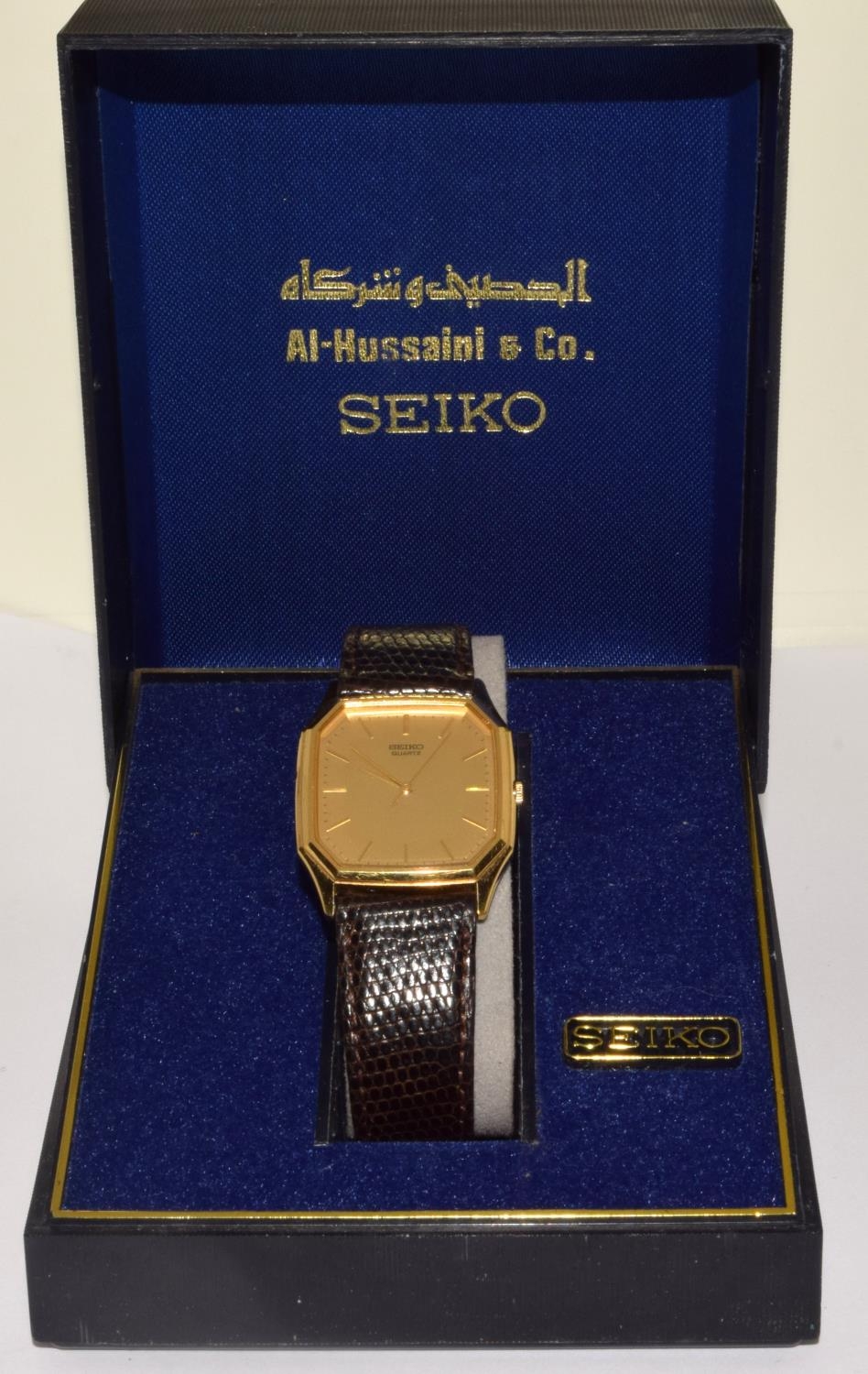 Seiko gilt face gents Dress watch on a leather strap boxed