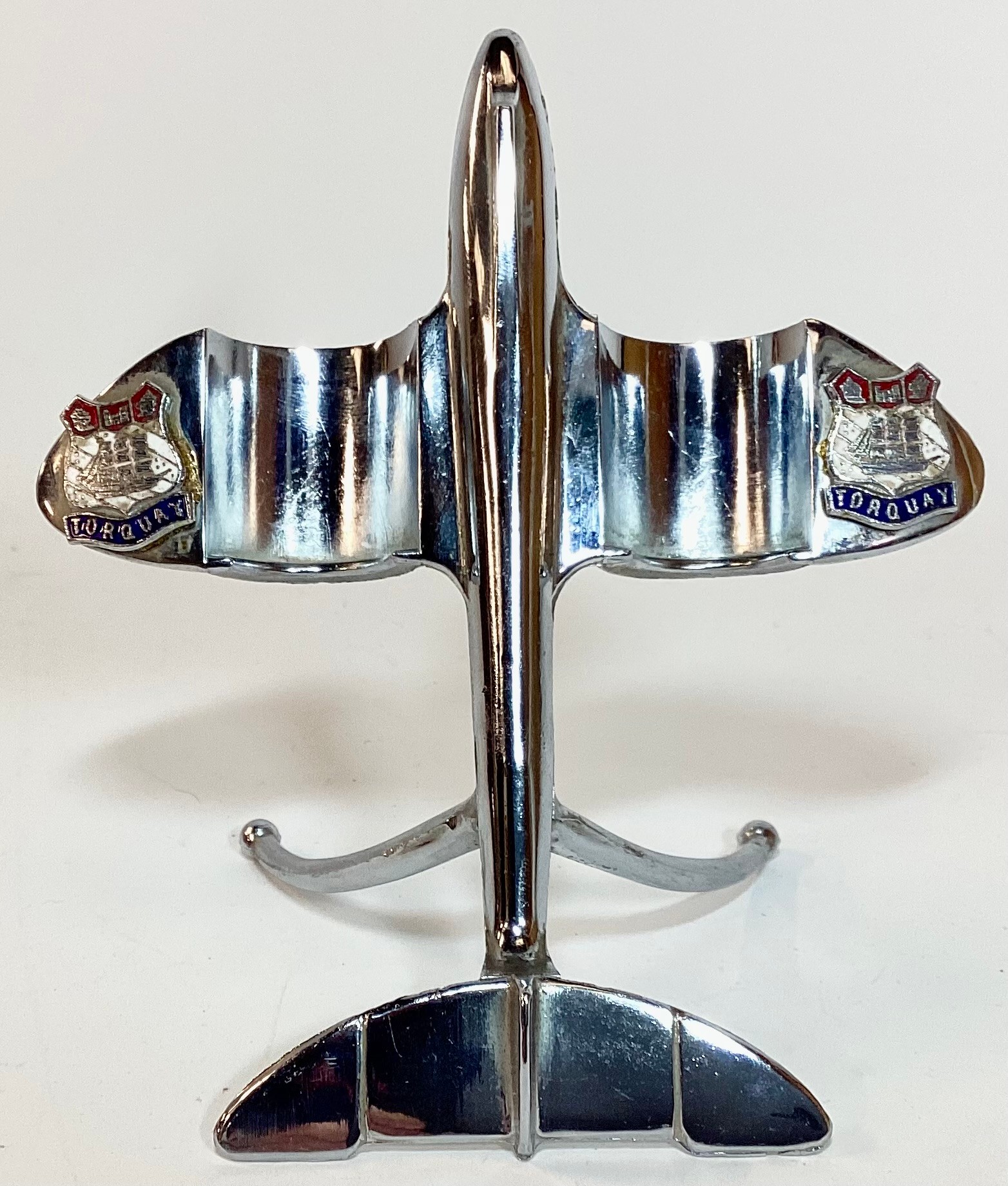 Unusual design silver plate condiment set in the form of an aircraft with blue liners - Image 2 of 8