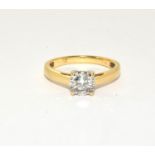An 18ct gold diamond solitaire ring approx 0.50points Size o Boxed