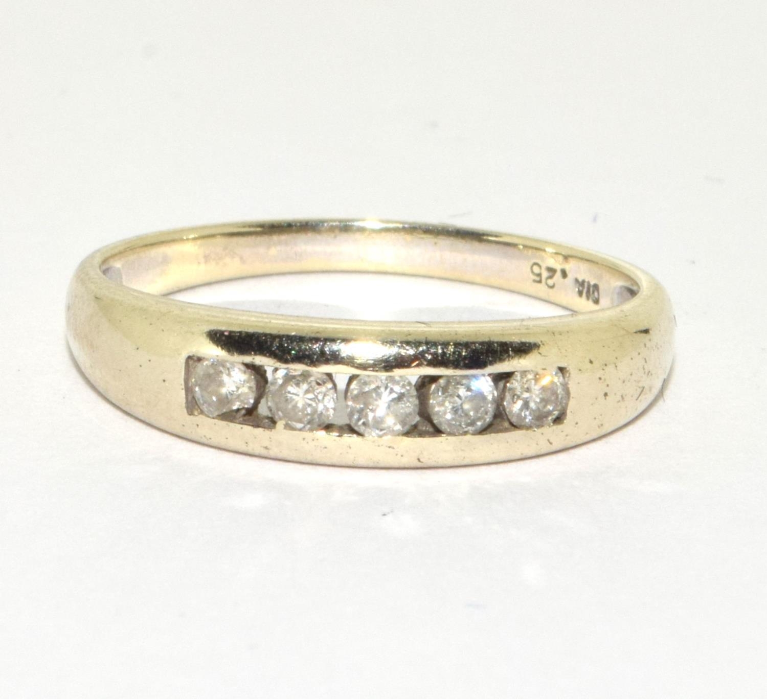 9ct white gold ladies Diamond ring H/M in ring as 0.25ct in a rub over setting size O