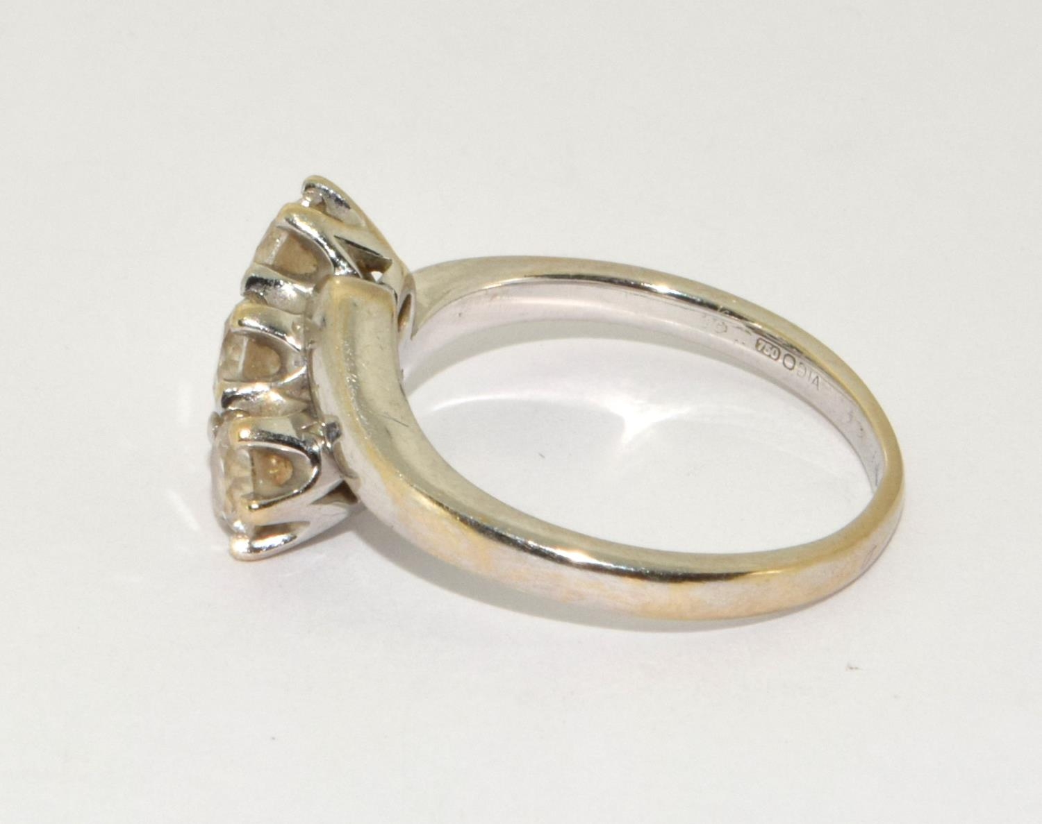18ct white gold ladies 3 stone diamond twist ring H/M in the ring as diamond at 1ct size N - Image 2 of 7