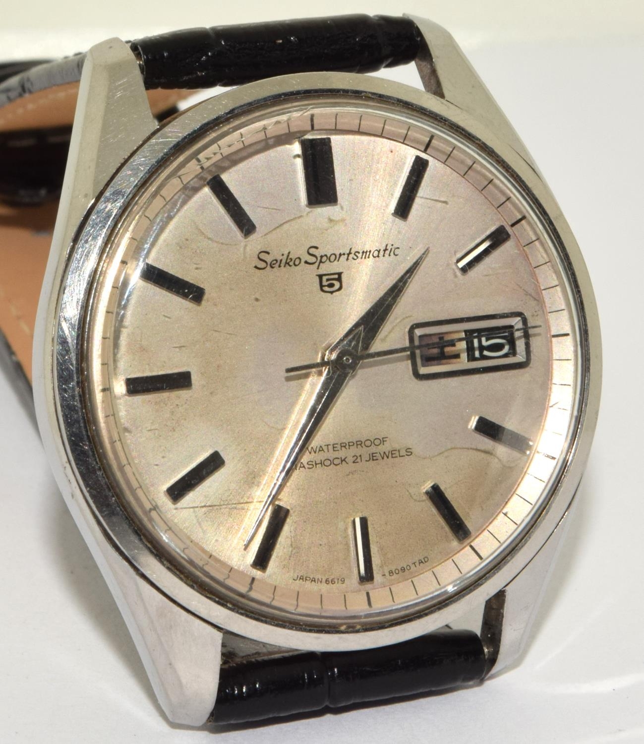 Seiko Sportsmatic 5 ref:6619-8060, serial number dates this watch to September 1965. With black - Image 6 of 6