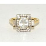 9ct white gold ladies Topaz ring size M