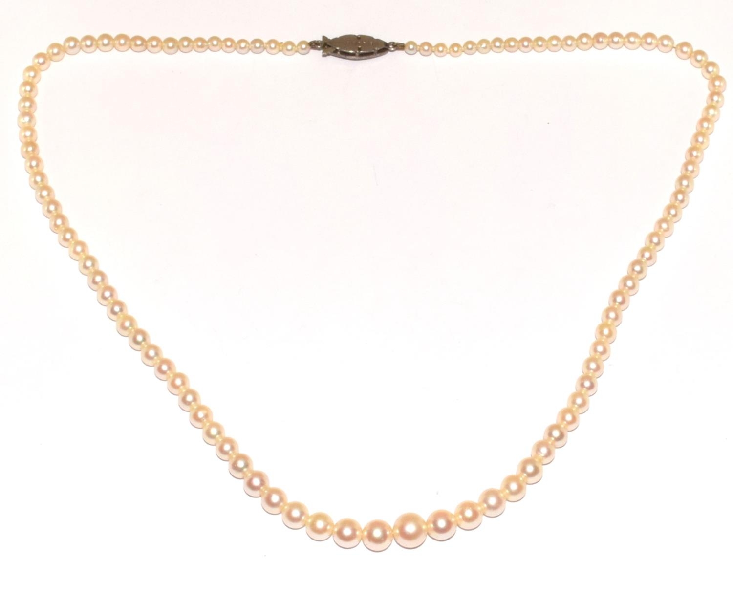 Art Deco cultured pearl silver marcasite necklace