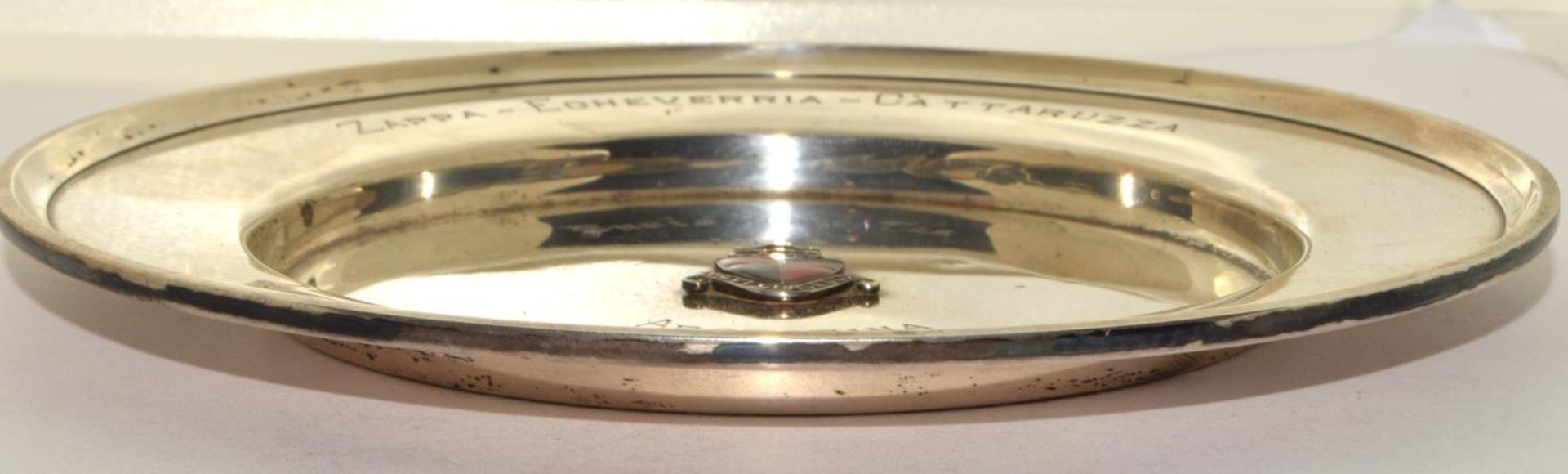 Sterling silver round card tray 98g used as a sporting trophy in 1933 - Image 3 of 6