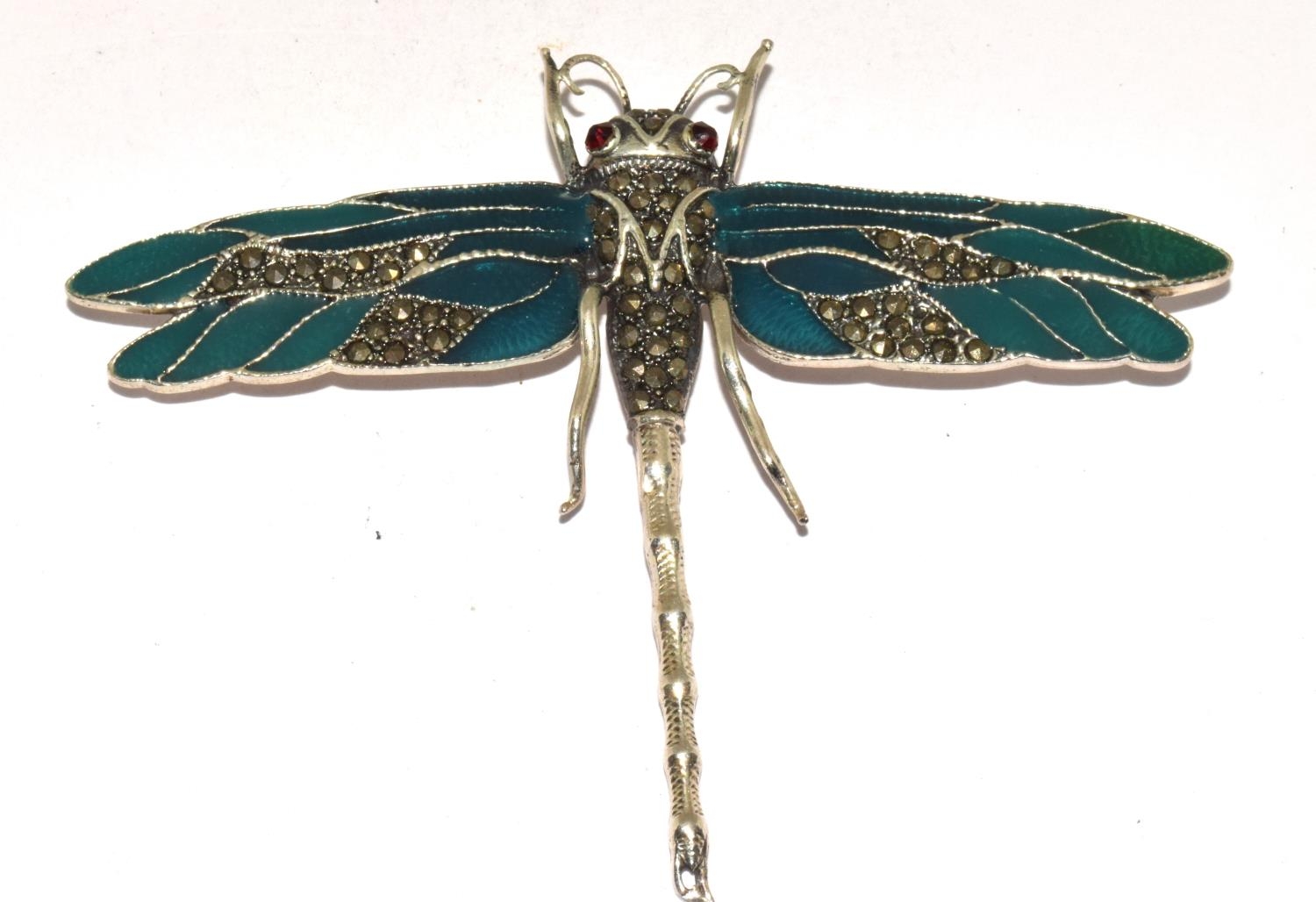 Sterling silver Dragon Fly enamelled bug brooch