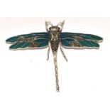 Sterling silver Dragon Fly enamelled bug brooch