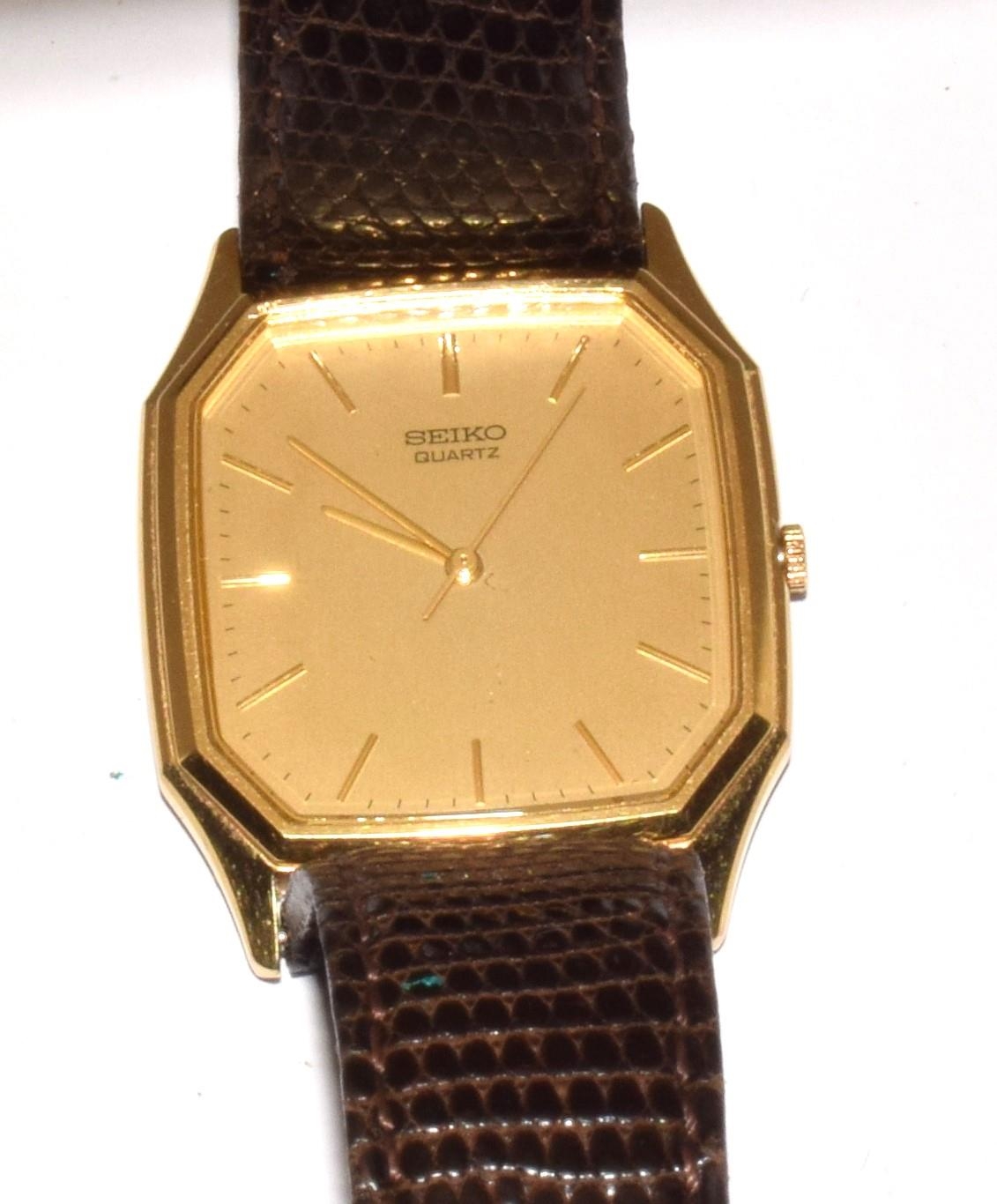 Seiko gilt face gents Dress watch on a leather strap boxed - Image 2 of 6