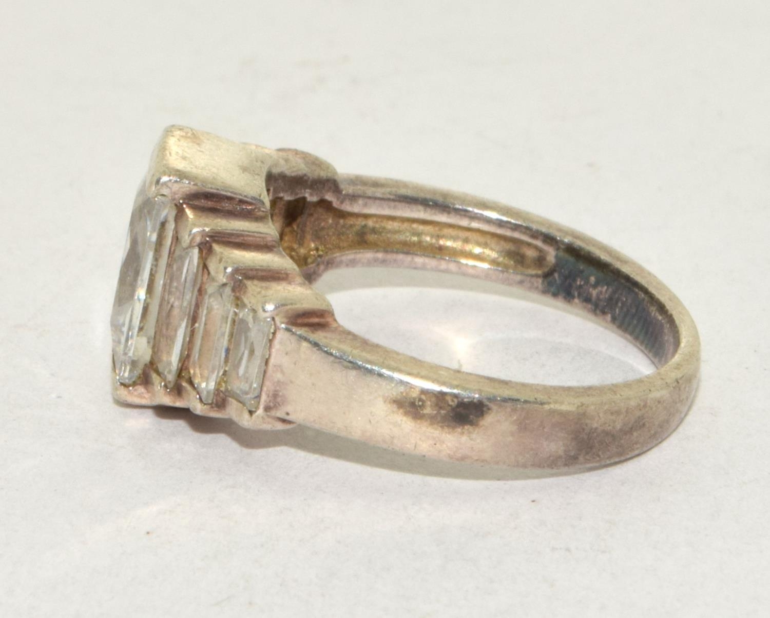 A 925 silver Art Deco style stepped ring Size L - Image 2 of 3