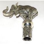 Large silver plated Elephant cane walking Handle