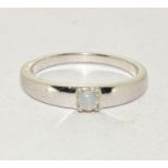 A w/g 925 silver ring set with small opalite, Size P 1/2.
