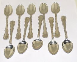Quantity of silver T spoons with embellished decoration Sheffield 1933 170g (10)