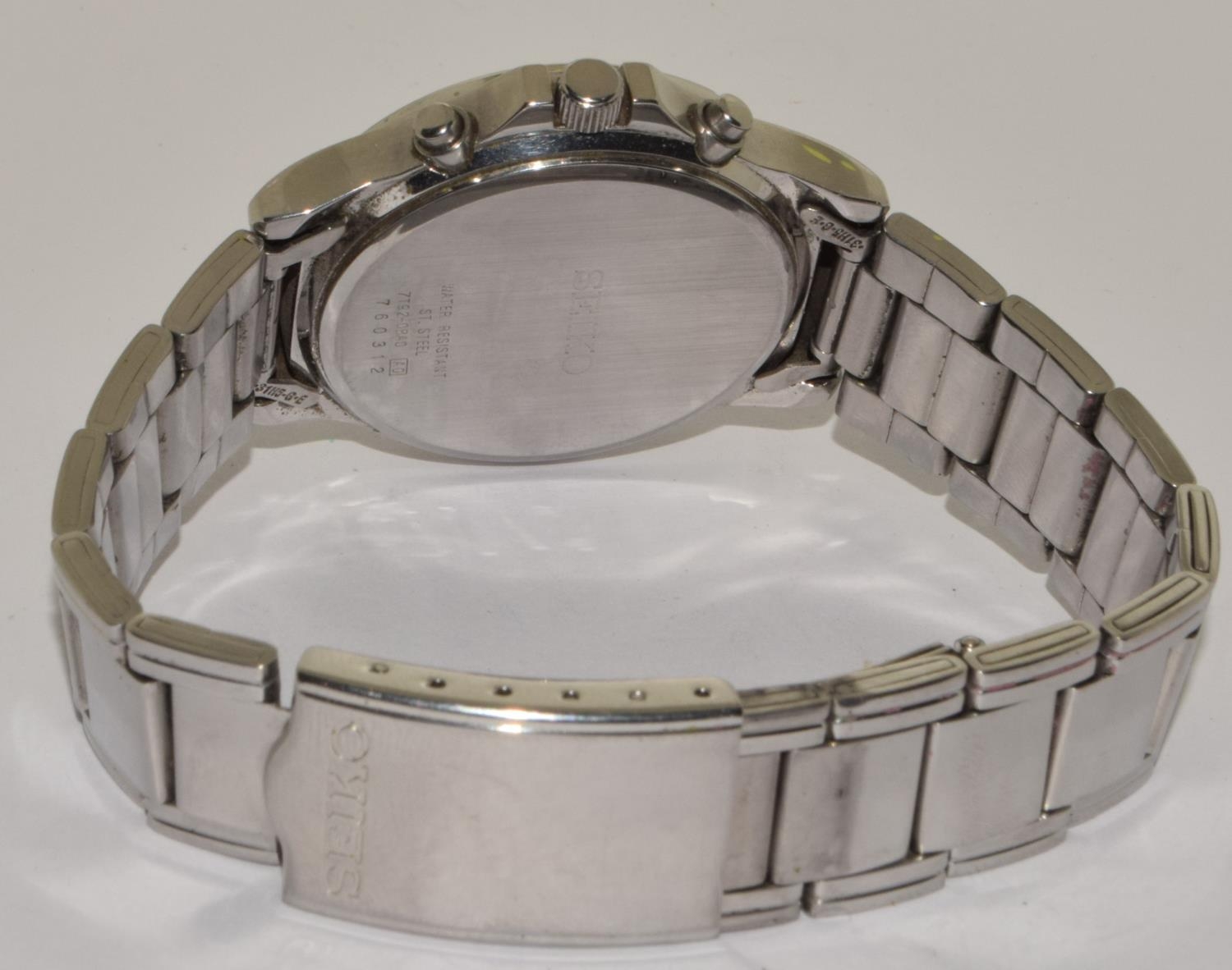Seiko Chronograph ref 7T92-0BA0 on stainless steel strap working when catalogued (ref:3) - Image 5 of 6