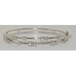 18ct white gold Diamond twin bar split bangle of 1ct diamonds (New)