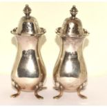 Pair fully hallmarked 925 silver condiments 133g
