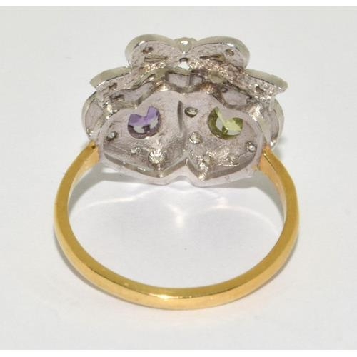 925 silver gilt Interlocking Hearts Amethyst ring size - Image 3 of 3