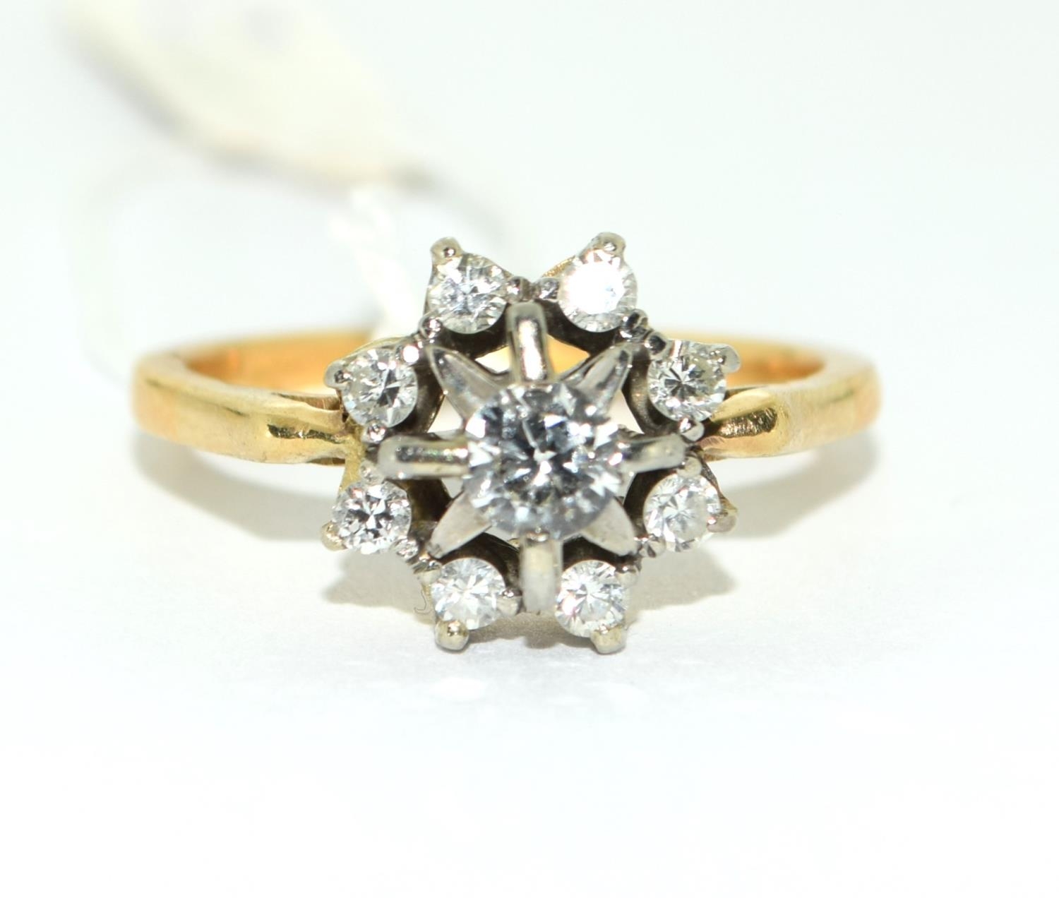 18cd platinum tested ladies Diamond star cluster ring approx 0.5ct size P - Bild 5 aus 6