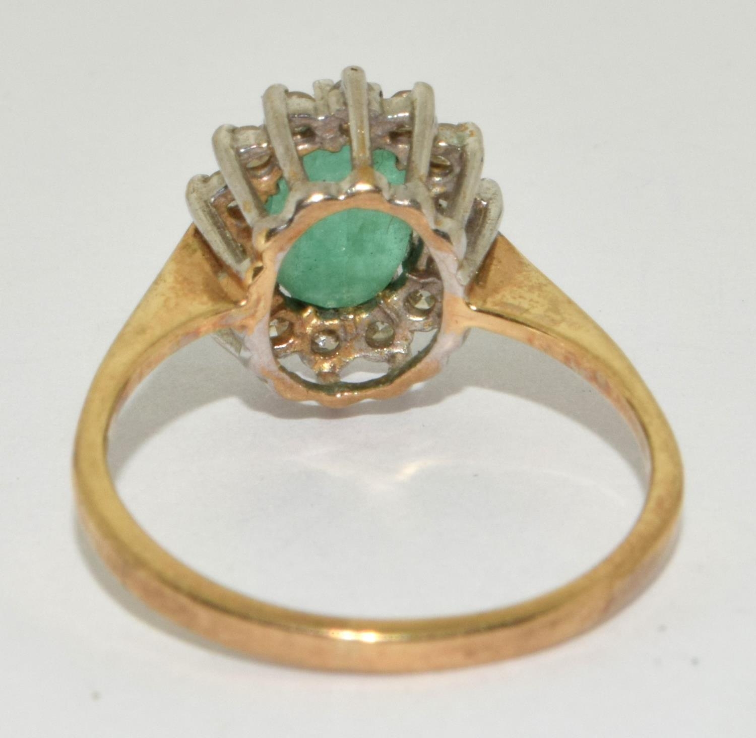 A 9ct gold emerald and diamond ring Size L + - Image 3 of 5