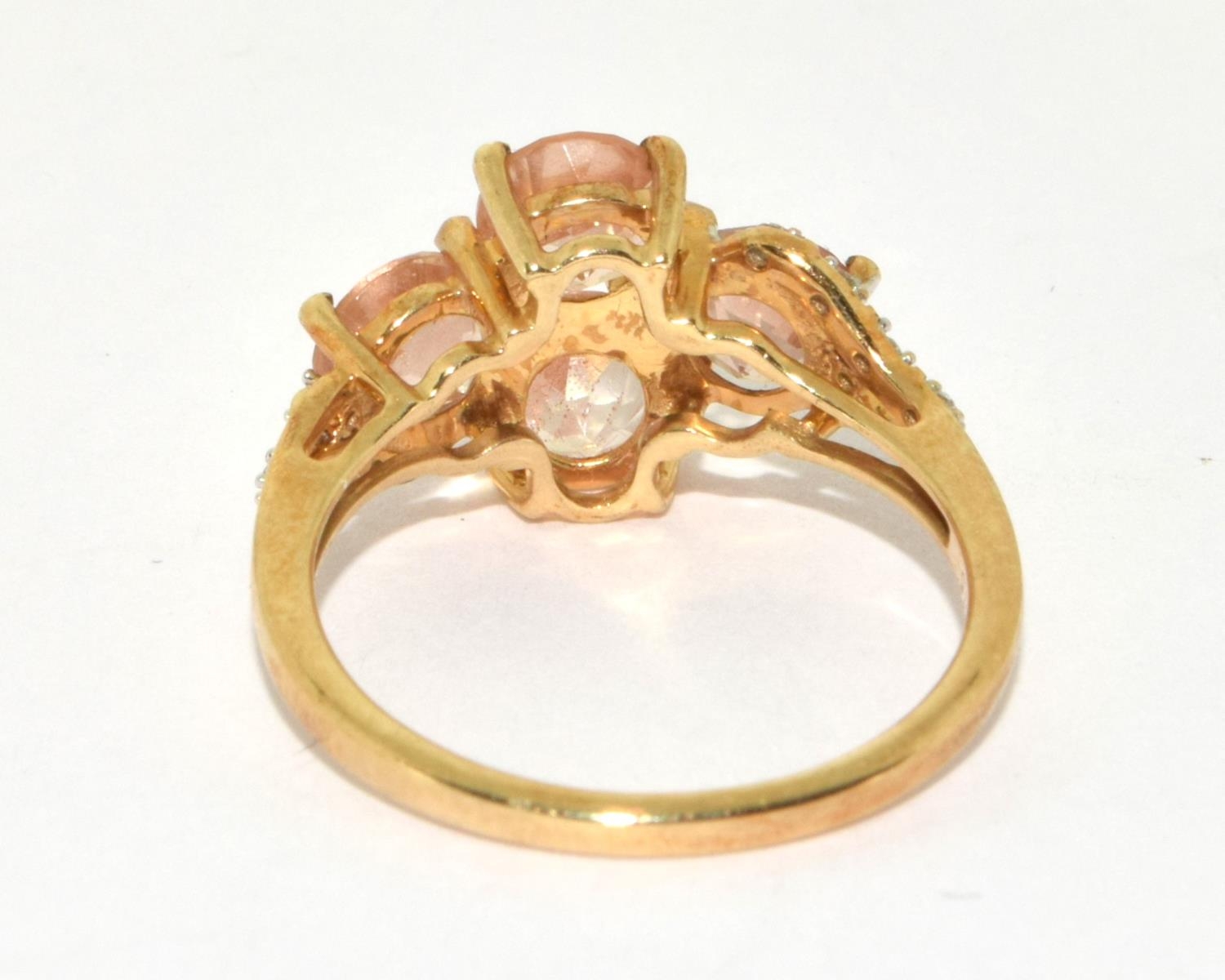 9ct gold ladies Kunsanite and Chip Diamonds to the shank ring size L - Image 3 of 5