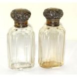 Pair silver H/M dressing table bottles