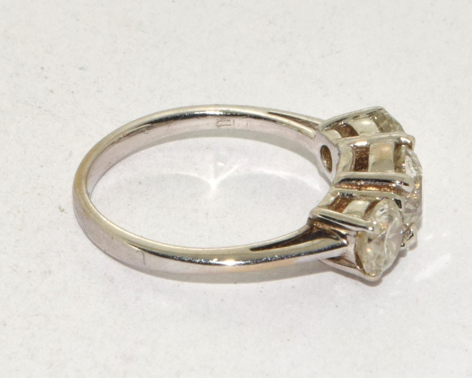 18ct white gold ladies 3 stone trilogy ring approx 2ct diamonds size K - Bild 3 aus 5