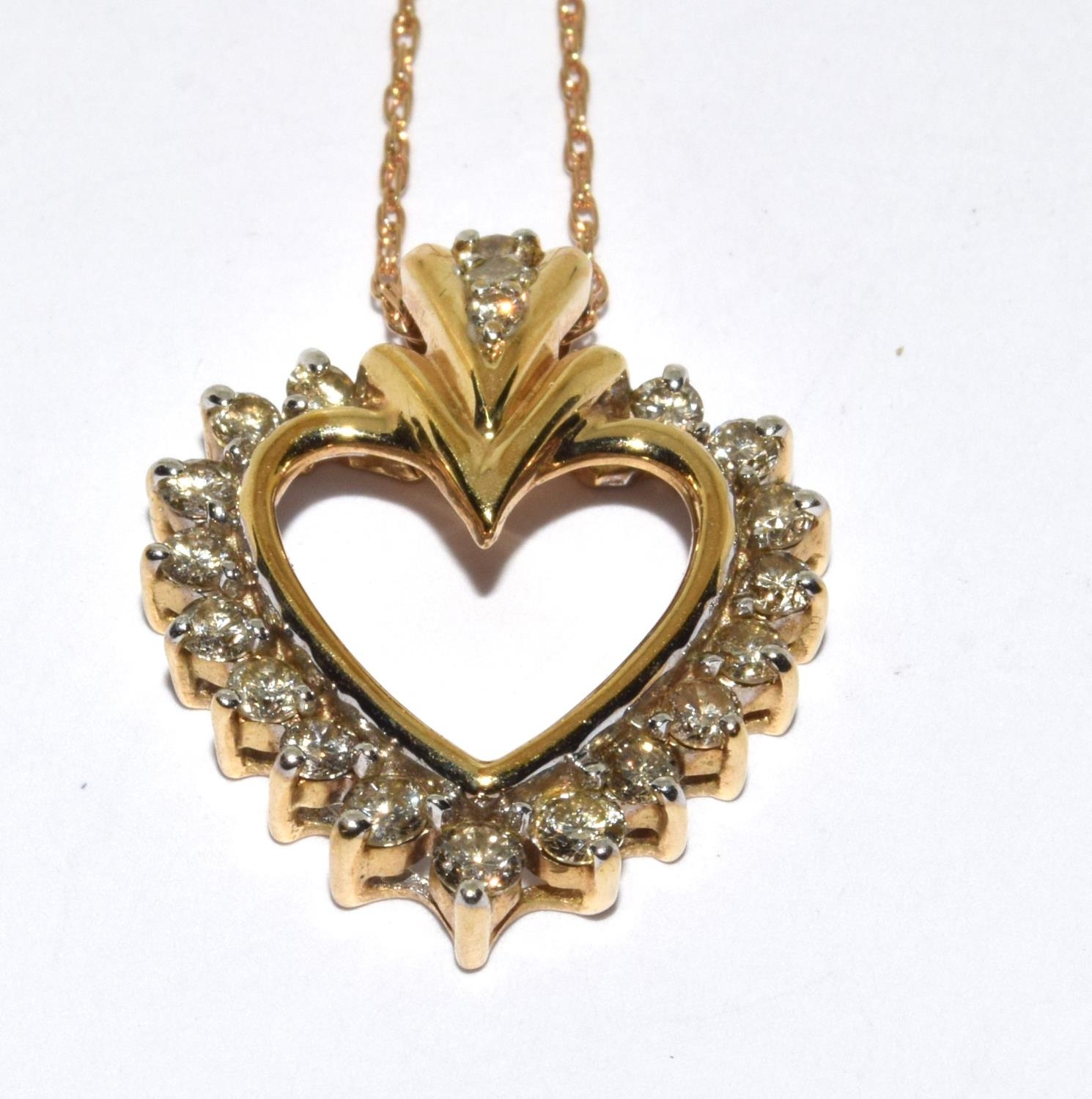 Diamond Love heart pendant necklace both on 10ct gold - Image 2 of 5