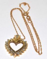 Diamond Love heart pendant necklace both on 10ct gold