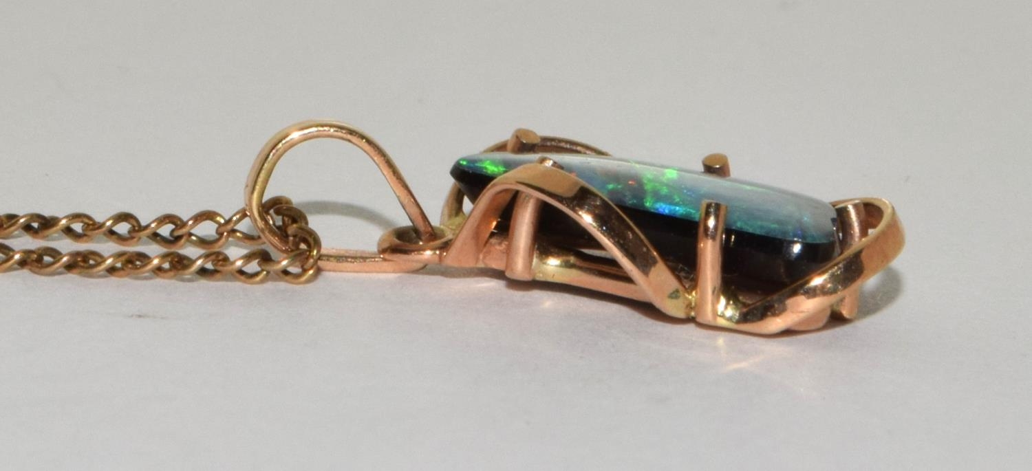 9ct gold Boulder Opal necklace pendant chain 54cm pendant 2.2cm - Image 3 of 6