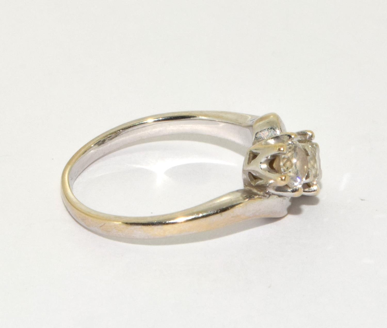 18ct white gold ladies 3 stone diamond twist ring H/M in the ring as diamond at 1ct size N - Image 4 of 7