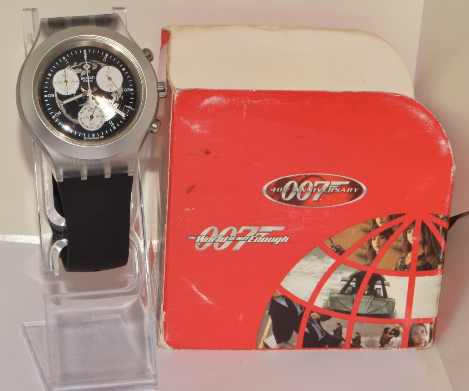 Vintage Swatch Irony James Bond 007 The World is not Enough 40th anniversary chronograph. New