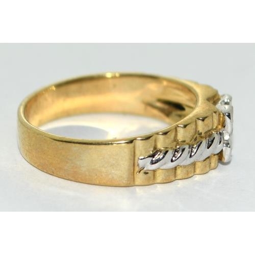 9ct gold Diamond ring in a Rolex style size Q - Image 4 of 5