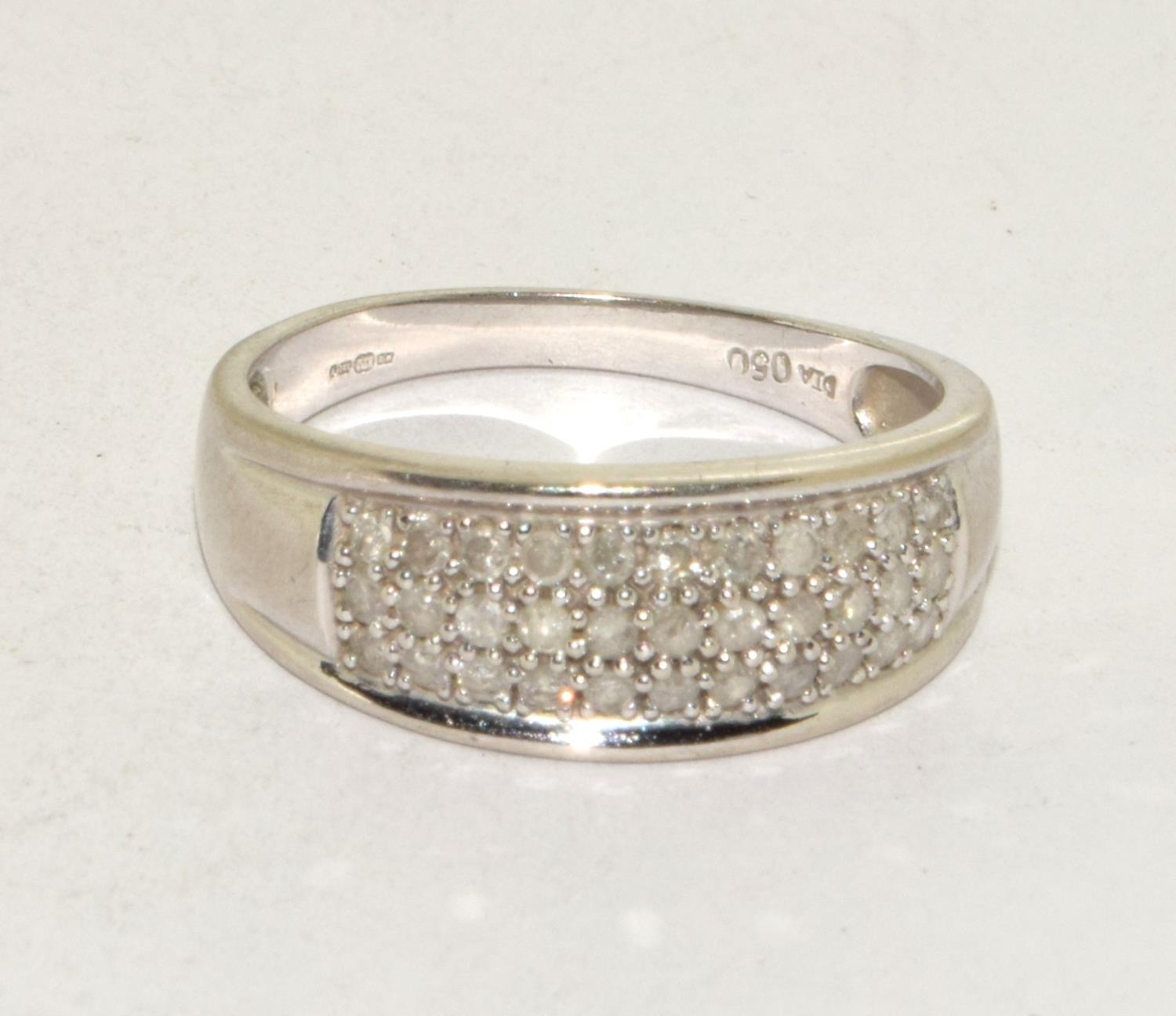 9ct white gold pave diamonds ring H/M as 0.5ct size U. 3.6g - Image 5 of 5