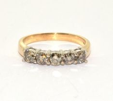 9ct gold 5 stone diamond ring size N