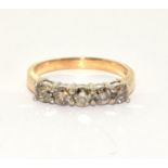 9ct gold 5 stone diamond ring size N