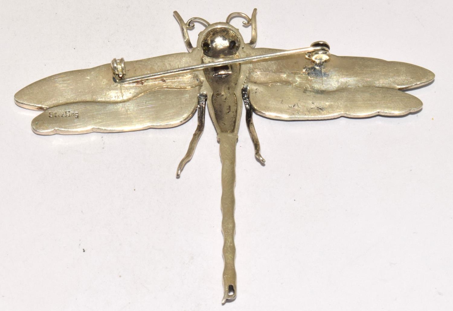 Sterling silver Dragon Fly enamelled bug brooch - Image 3 of 4