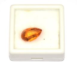 Natural Pear shape Amber coloured Citron single stone approx 6ct