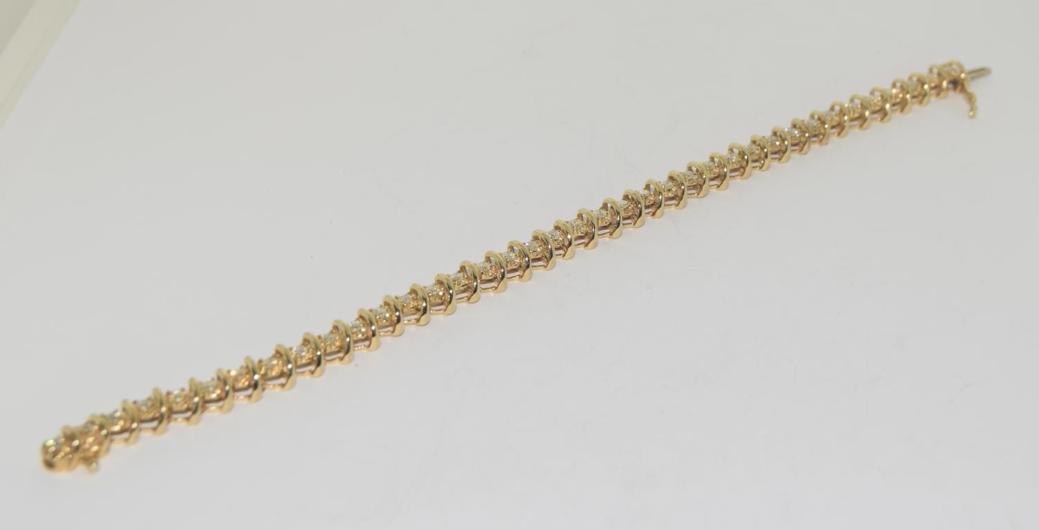 9ct gold approx. 4ct diamond bracelet.