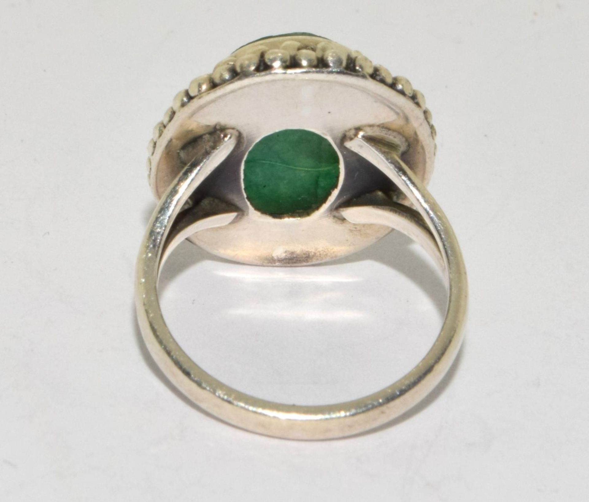 A 925 silver green agate ring size J - Image 3 of 3
