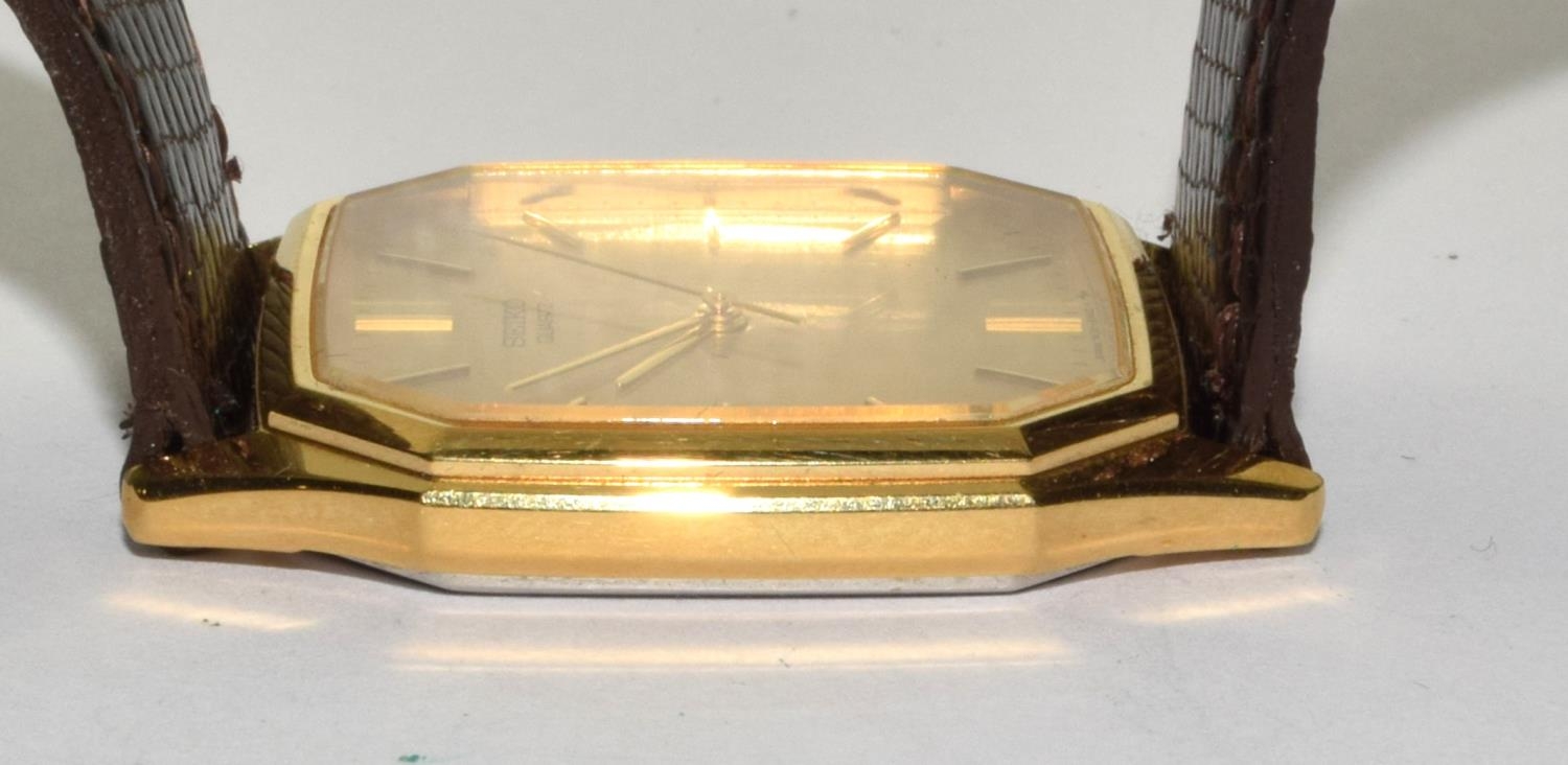 Seiko gilt face gents Dress watch on a leather strap boxed - Image 4 of 6