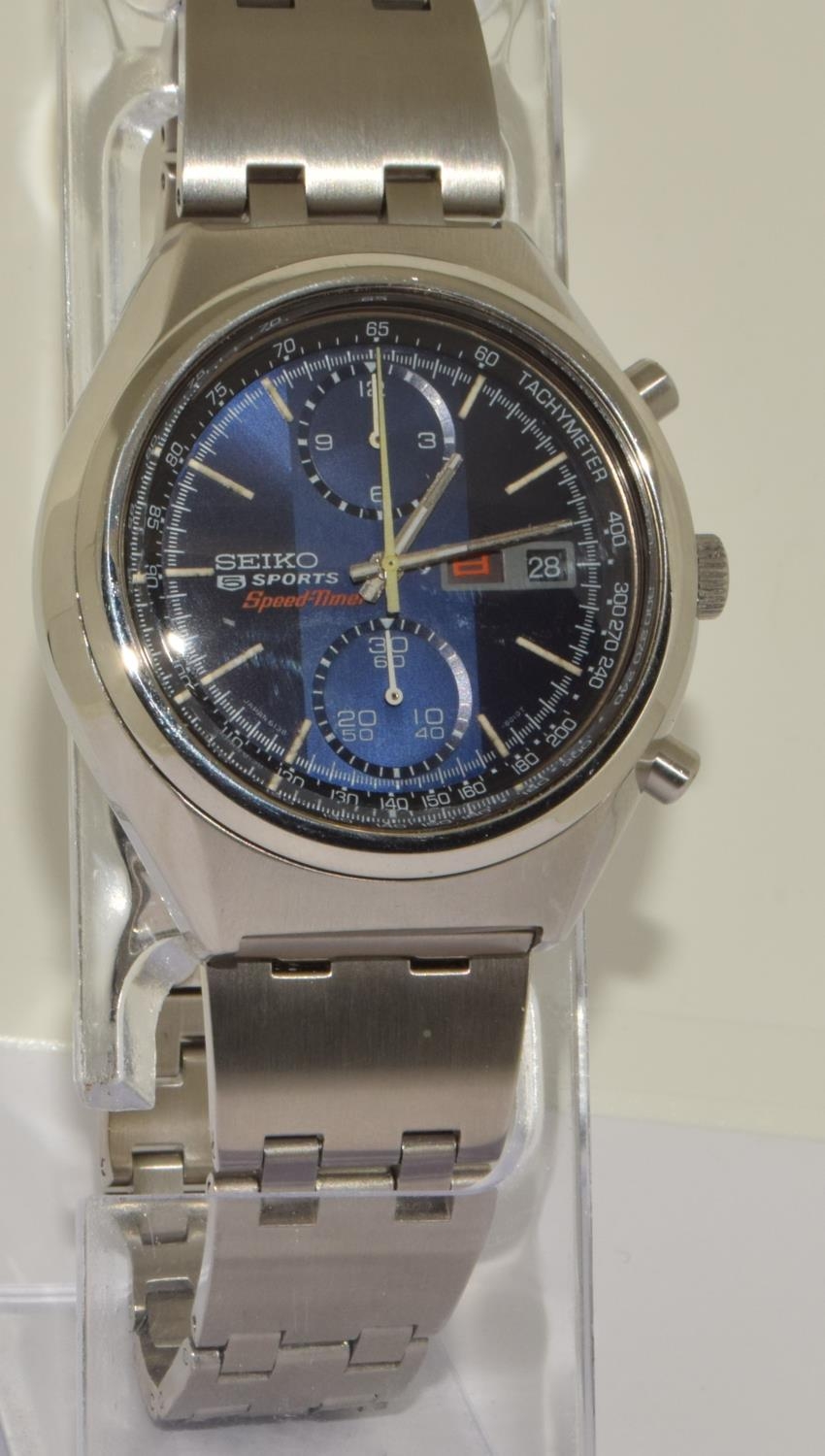 Rare vintage Seiko 5 Sports Speedmaster 'Holy Grail' Blue Panda 6138-8010. The most desirable and