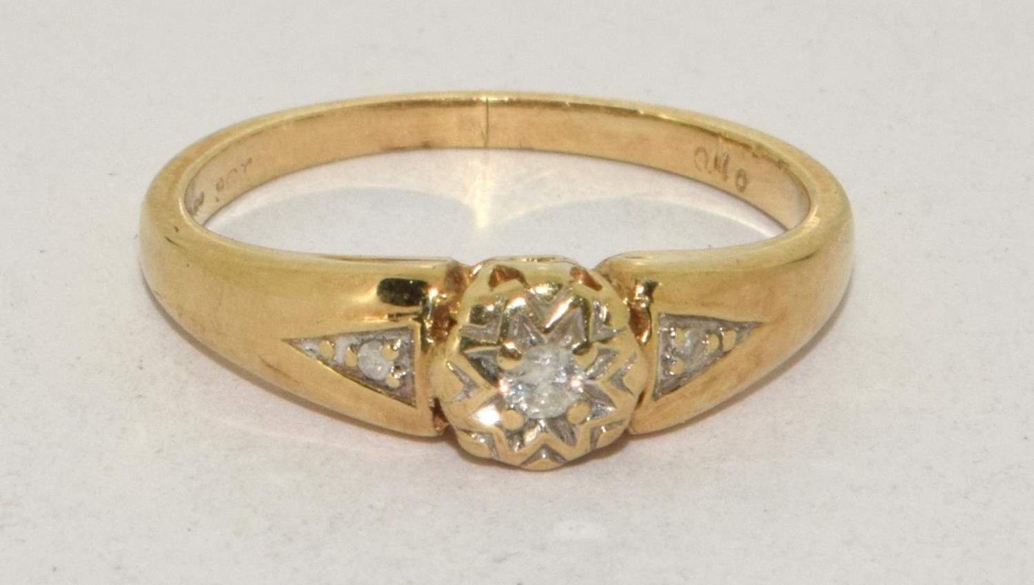 9ct gold ladies vintage Diamond ring size M - Image 5 of 5